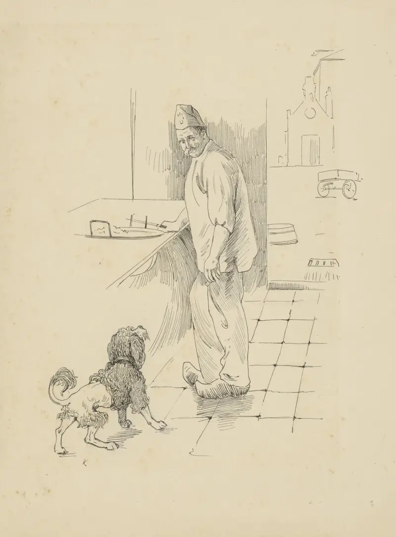 Kock som ser på en hund av Hendrik Maarten Krabbé