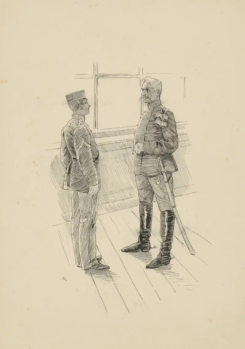 Militär im Gespräch mit Fourier von Hendrik Maarten Krabbé