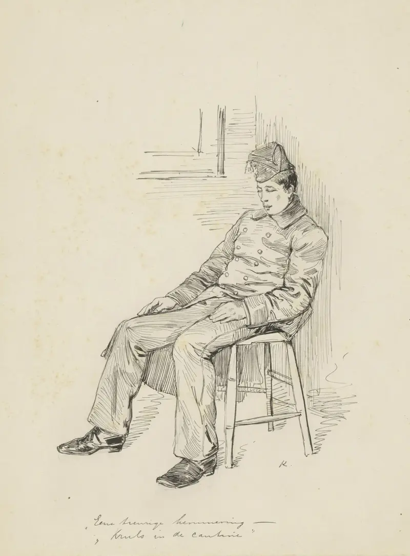 Soldat sittande på en pall av Hendrik Maarten Krabbé