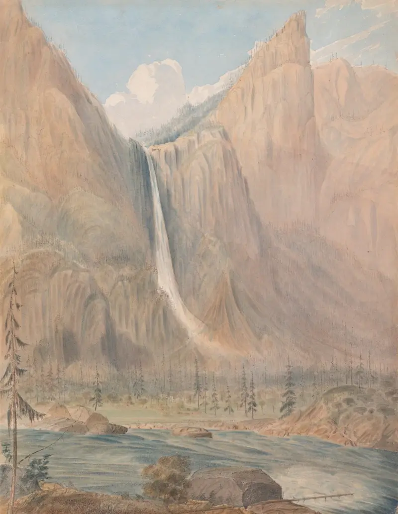 Brudslöjan från foten av El Capitan, Yosemite Valley, Kalifornien av James Madison Alden