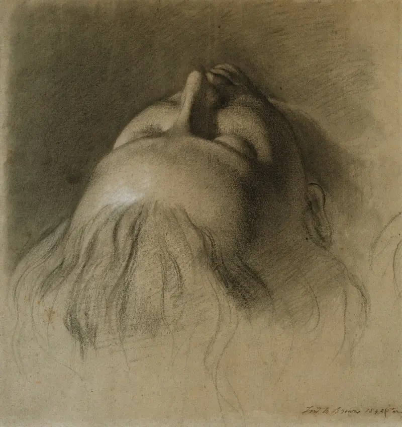 Parisinas Schlaf – Studie zum Haupt der Parisina von Ford Madox Brown