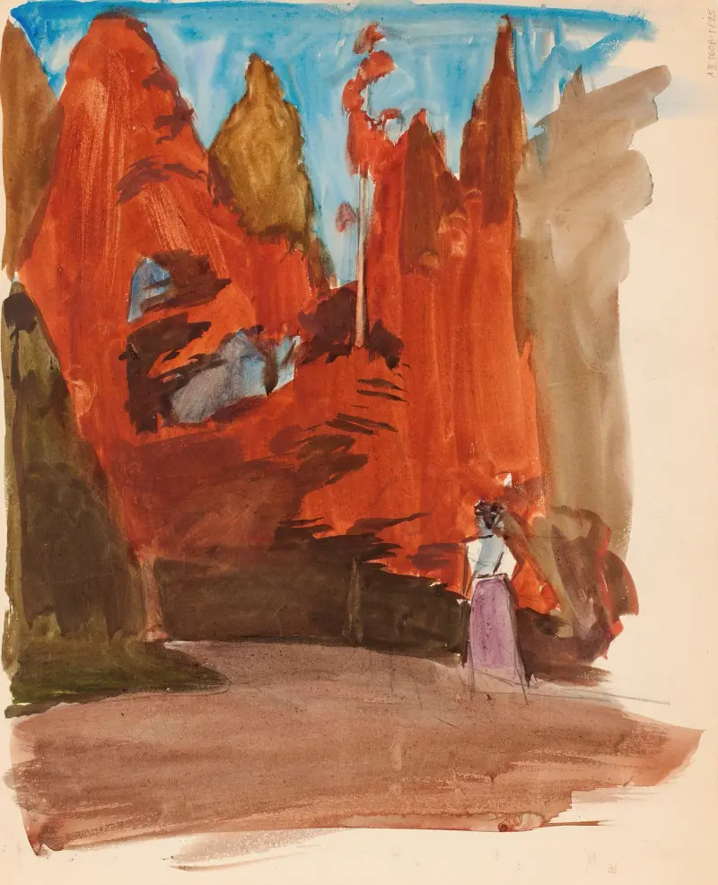 Maisema jossa nainen av Magnus Enckell