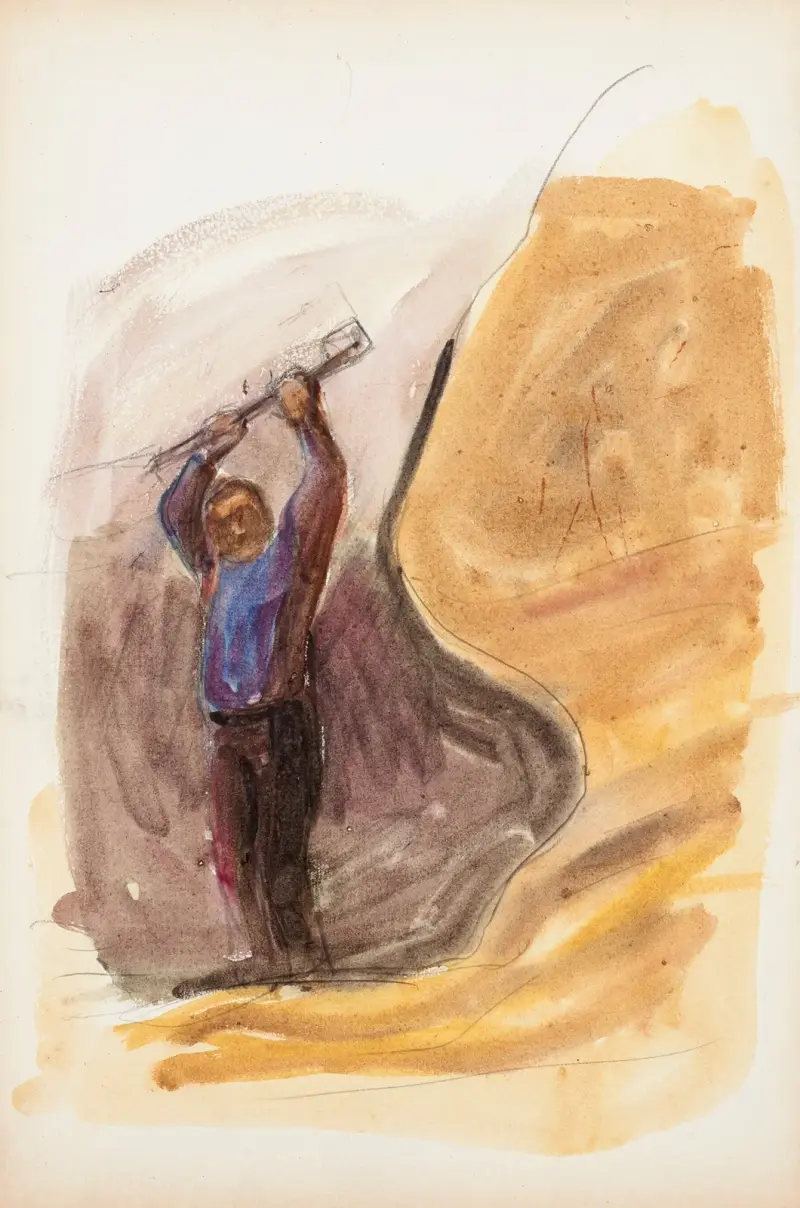 Mies ja tanko, luonnos av Magnus Enckell