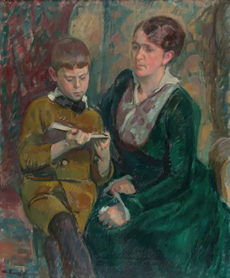 Fru Esther Cederhvarf med sin son av Magnus Enckell