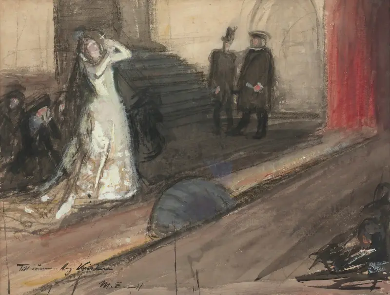 Scena teatralna (Ida Aalberg jako Maria Stuart), Magnus Enckell