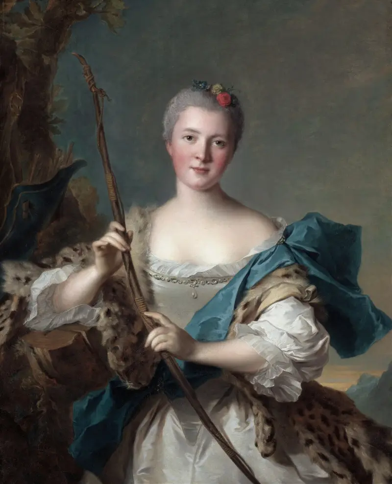 Porträtt av en kvinna som Diana av Jean-Marc Nattier