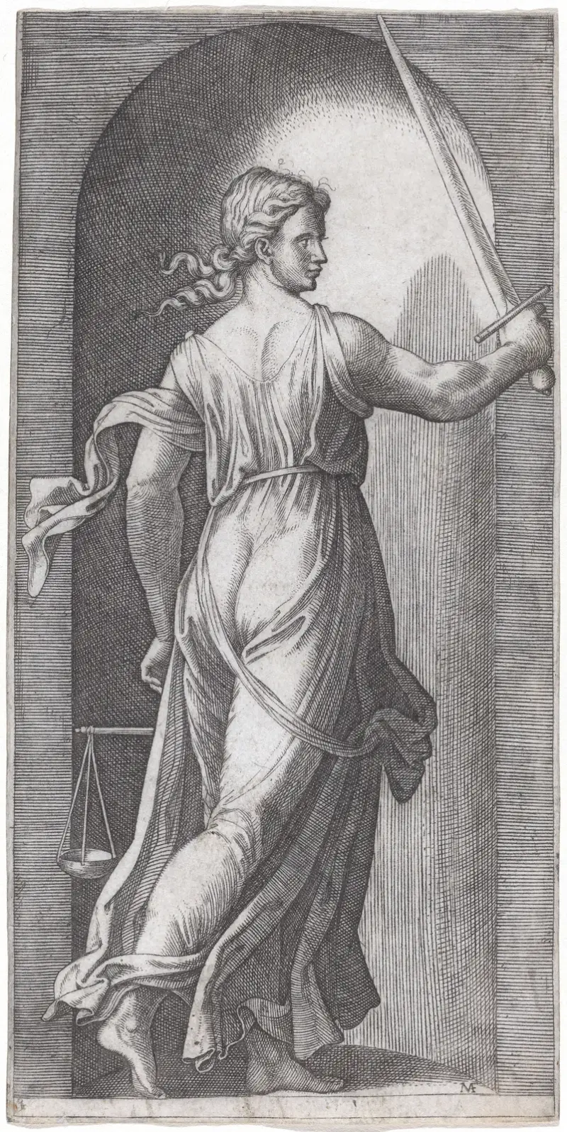 Gerechtigkeit von Marcantonio Raimondi