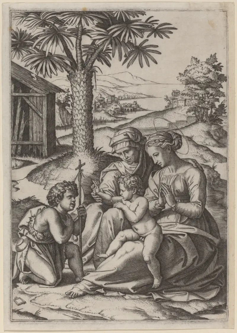 Madonna under a Palm Tree av Marcantonio Raimondi