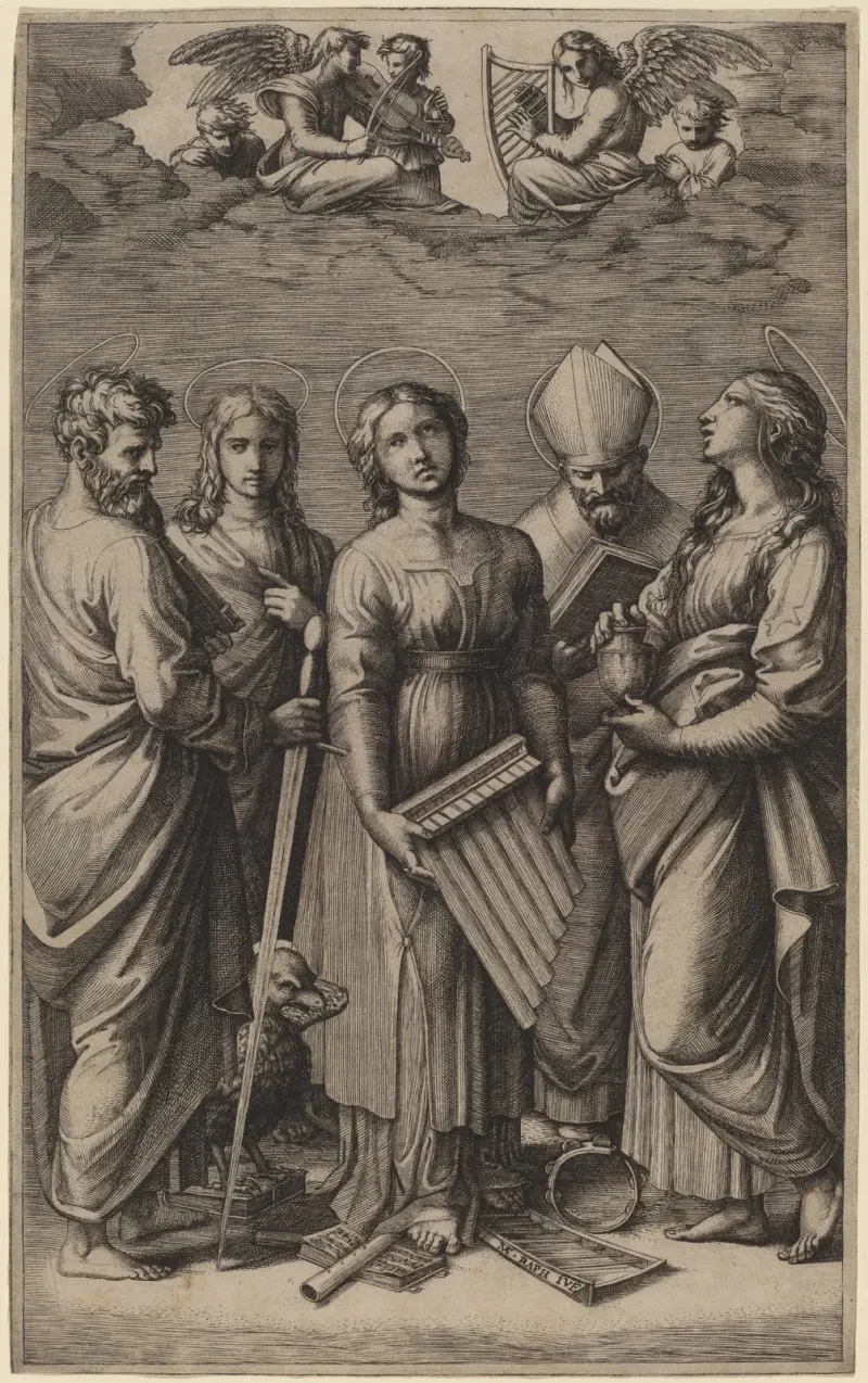 Saint Cecilia av Marcantonio Raimondi
