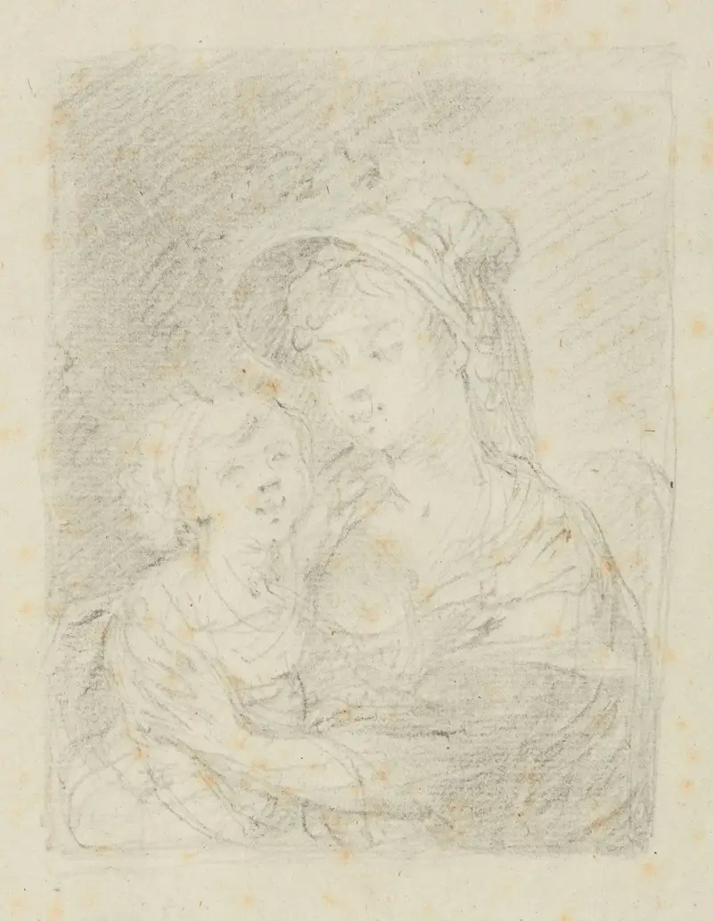 Studie für ein Gemälde von Ewa Brzostowski, geborene Chreptowicz, mit Tochter Izabella, II von Marcello Bacciarelli