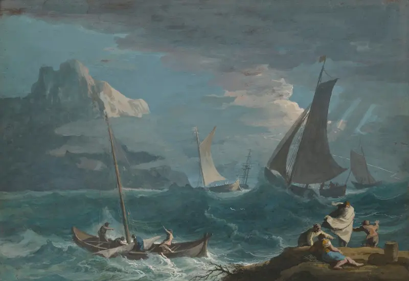 Fishing Boats in a Storm av Marco Ricci