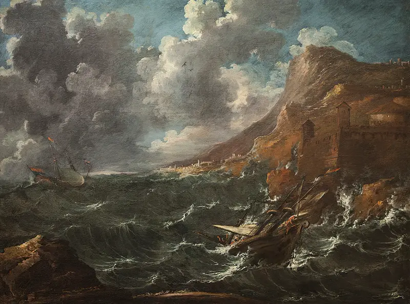 Ships in a Gale av Marco Ricci