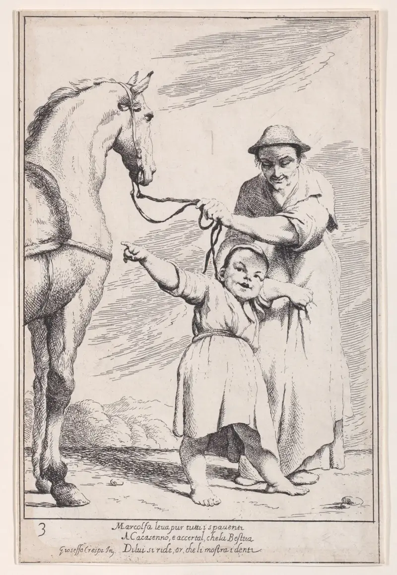Tafel 17; Marcolfa zeigt Cacasenno ein Pferd von Giuseppe Maria Crespi