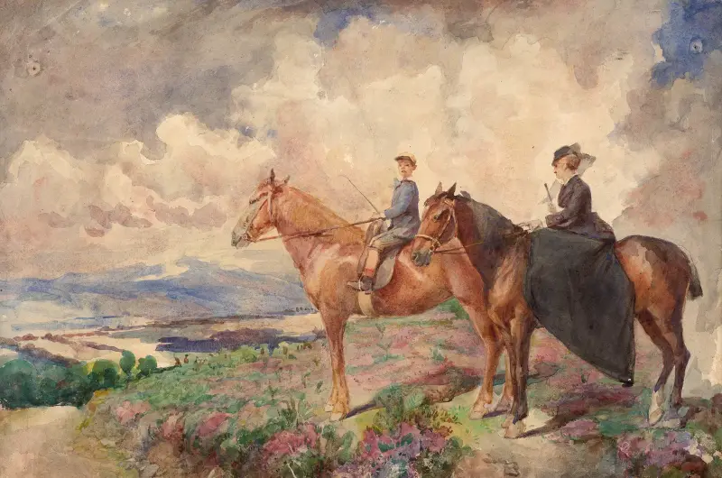 Pierre och Louise Bracquemond till häst av Marie Bracquemond