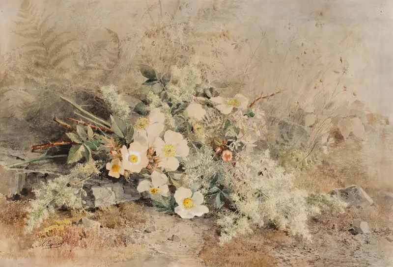 Ein Strauss mit Wildrosen av Marie Egner