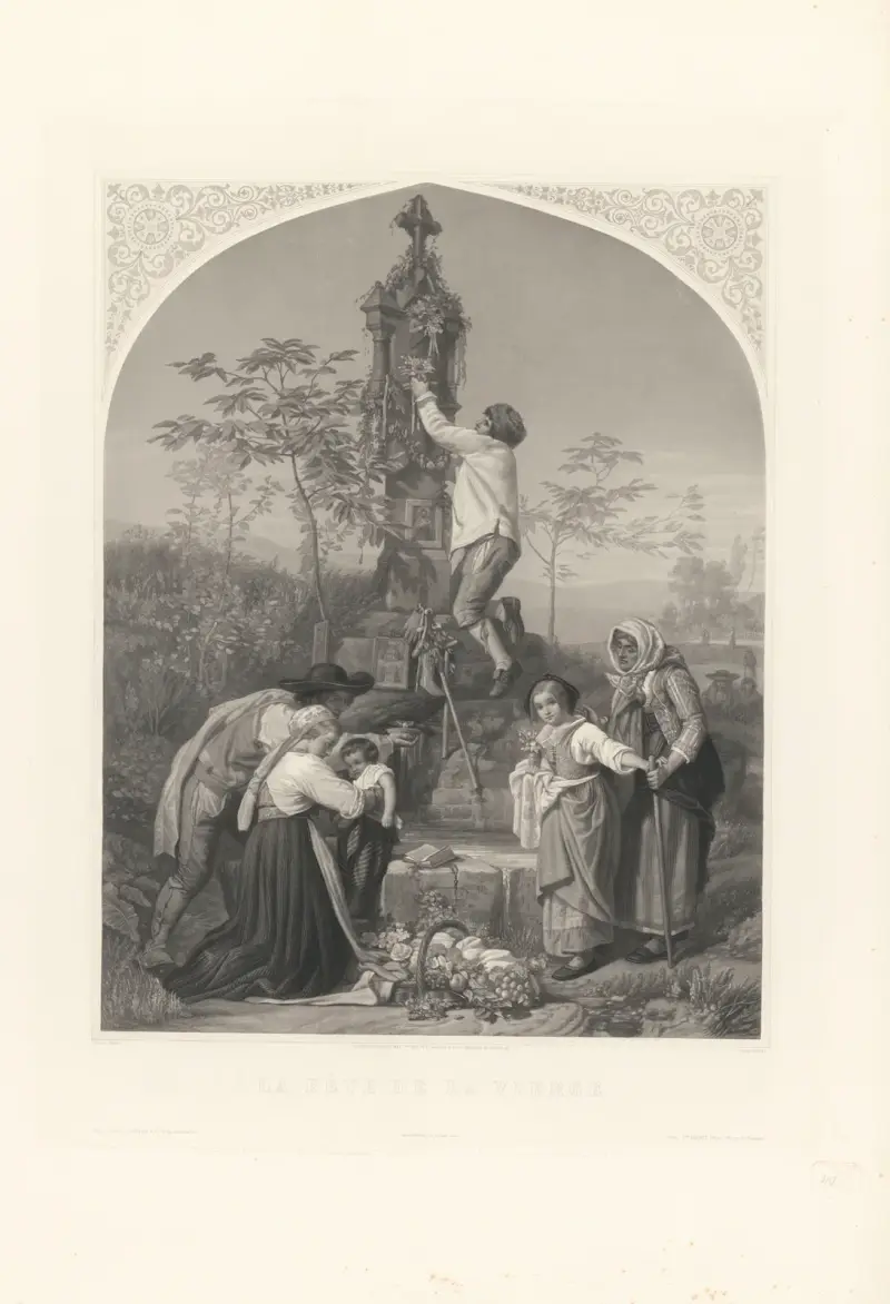 La Fête de la Vierge (after Gustave Brion) av Jean-Pierre-Marie Jazet