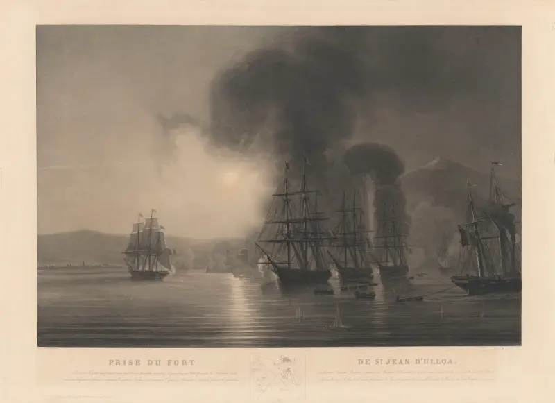 Erövringen av fortet San Juan de Ulúa (efter Théodore Gudin) av Jean-Pierre-Marie Jazet