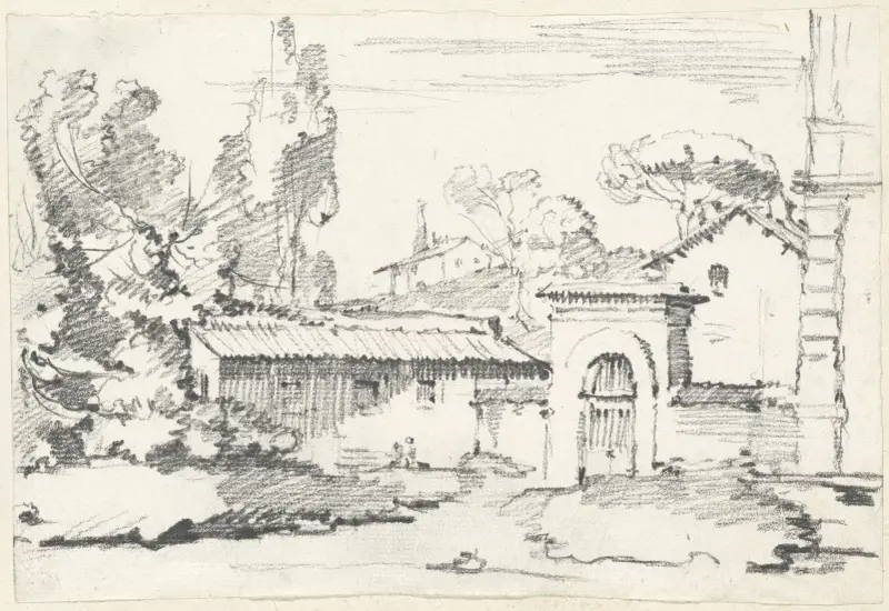 Entré till Villa Giulias trädgårdar av Joseph-Marie Vien