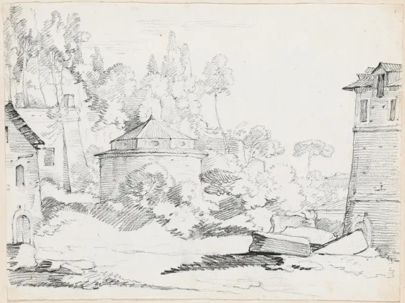 Landschaft mit der Kirche San Teodoro von Joseph-Marie Vien