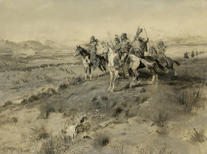 Innan den vite mannen kom (indiansk jakt) av Charles Marion Russell