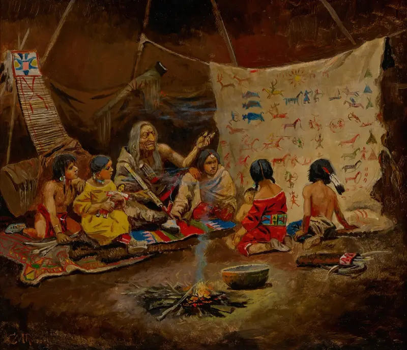 The Kindergarten (The Story Teller) av Charles Marion Russell