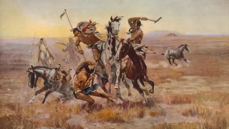 När siouxer och svartfötter möttes av Charles Marion Russell