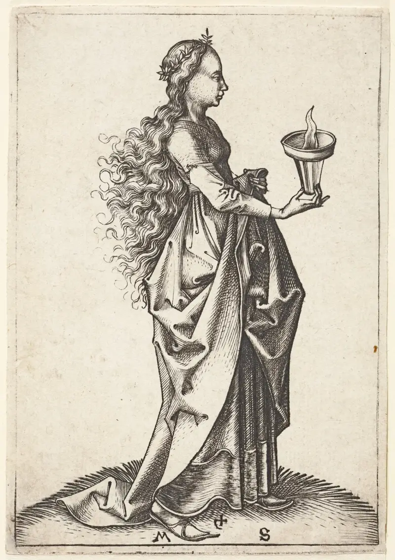 Die fünfte kluge Jungfrau von Martin Schongauer