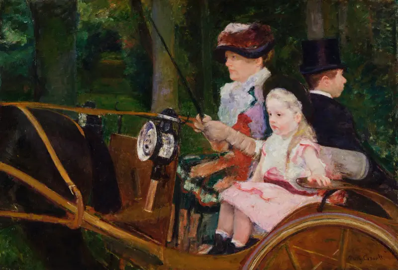 En kvinna och en flicka som kör av Mary Cassatt