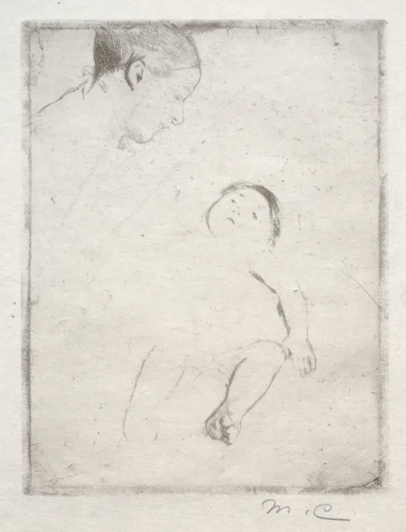 Bill i sin mors knä av Mary Cassatt