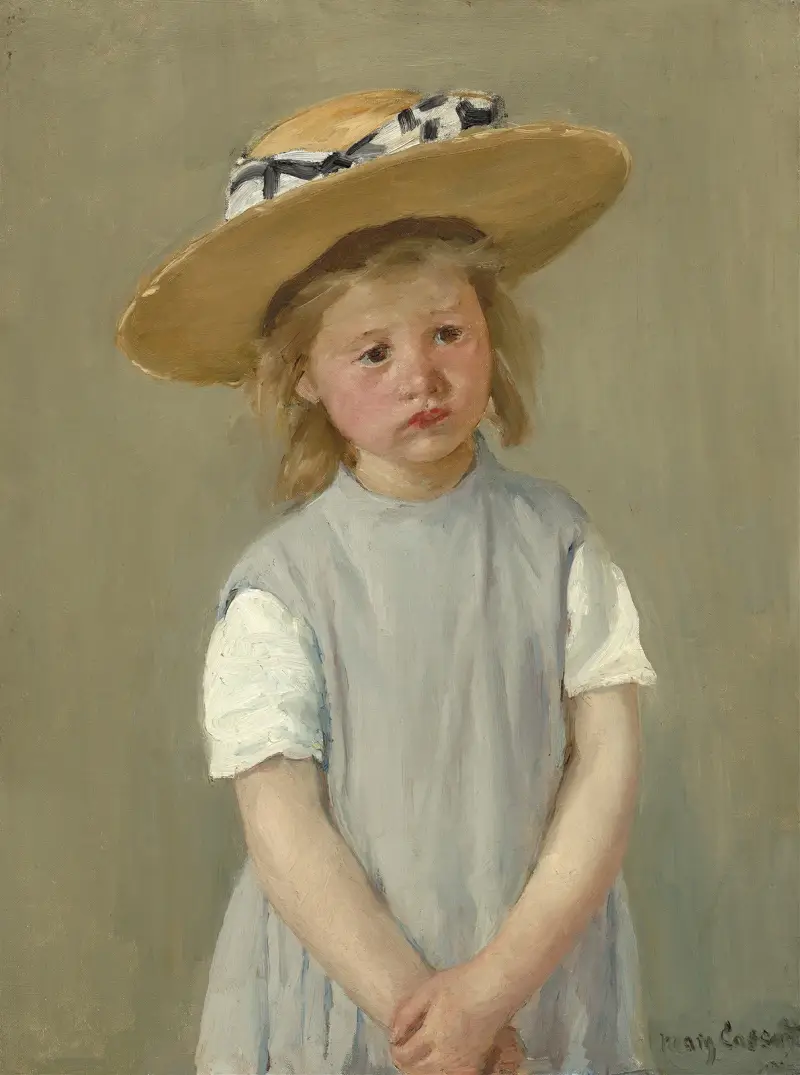 Kind mit Strohhut von Mary Cassatt