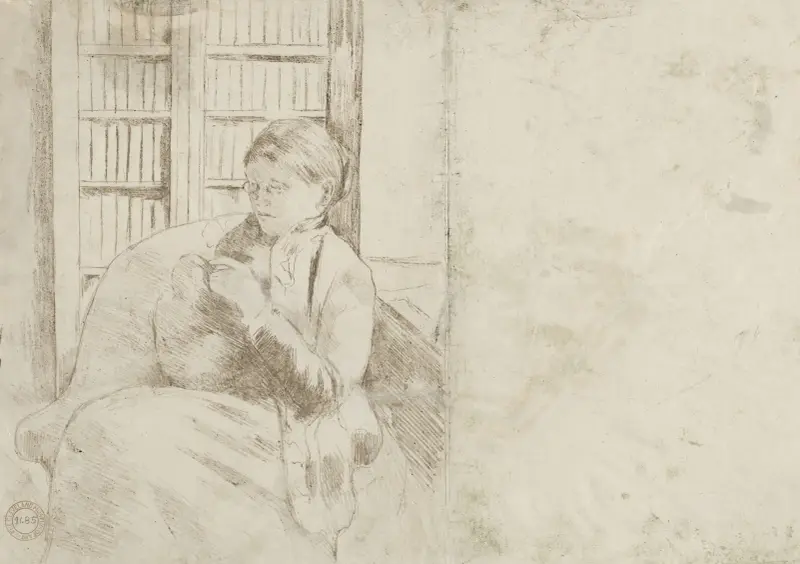 Knitting in the Library (verso), 1881 – nr 2 av Mary Cassatt