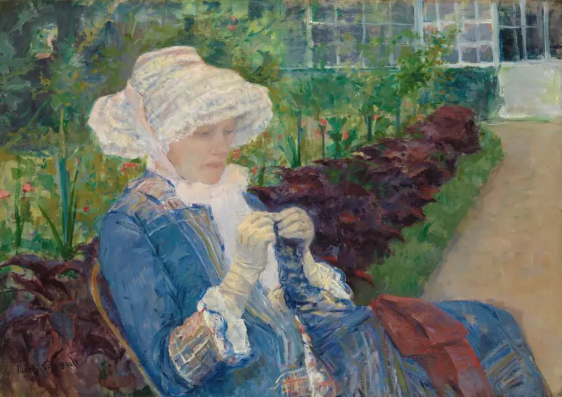 Lydia virkar i trädgården i Marly av Mary Cassatt