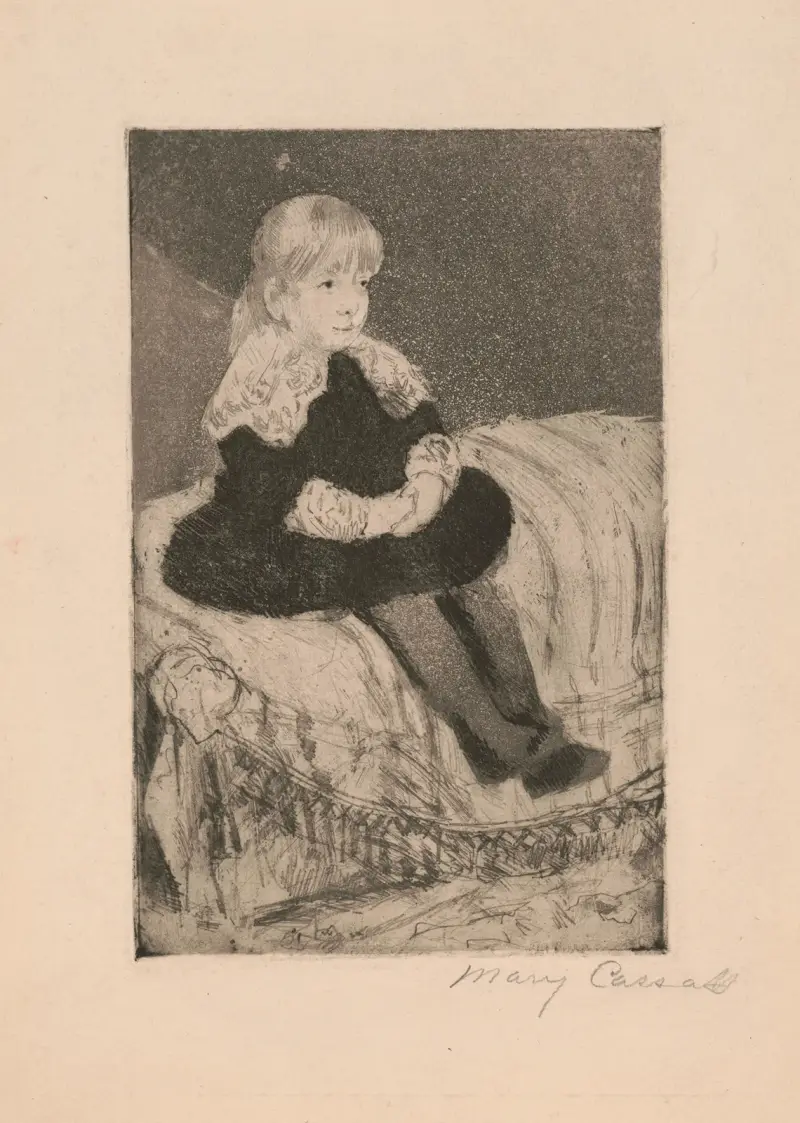 Mlle Luquet auf einem Sofa sitzend von Mary Cassatt
