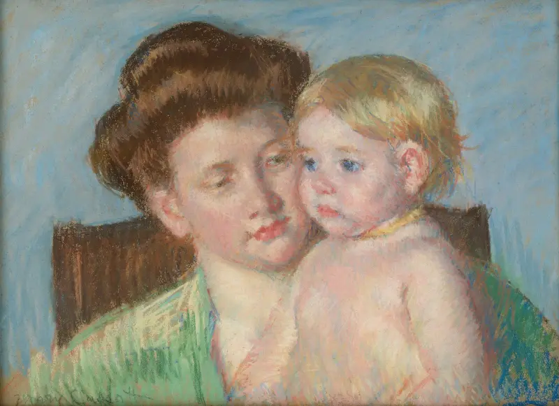 Mor och barn, 1910 av Mary Cassatt