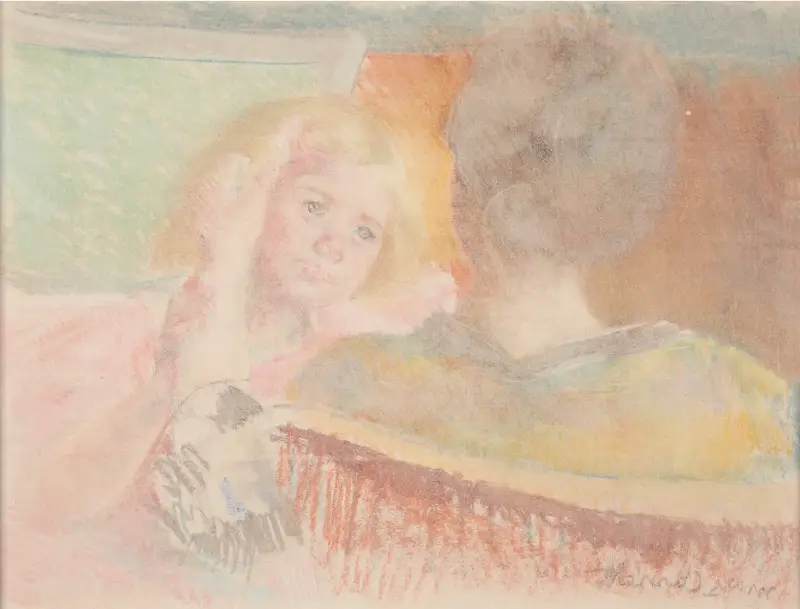 Mutter, die Saras Haar kämmt (Nr. 2) von Mary Cassatt