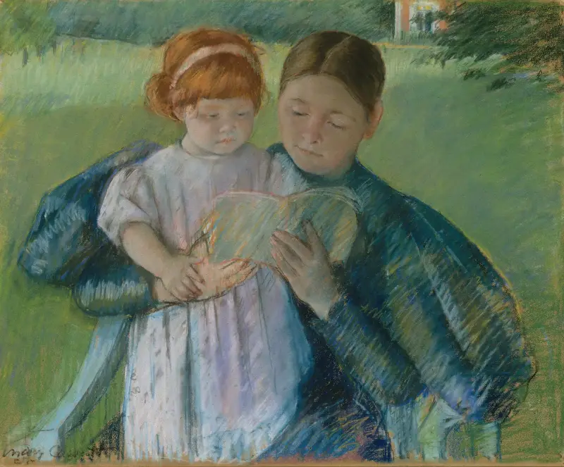 Sköterska läser för en liten flicka av Mary Cassatt