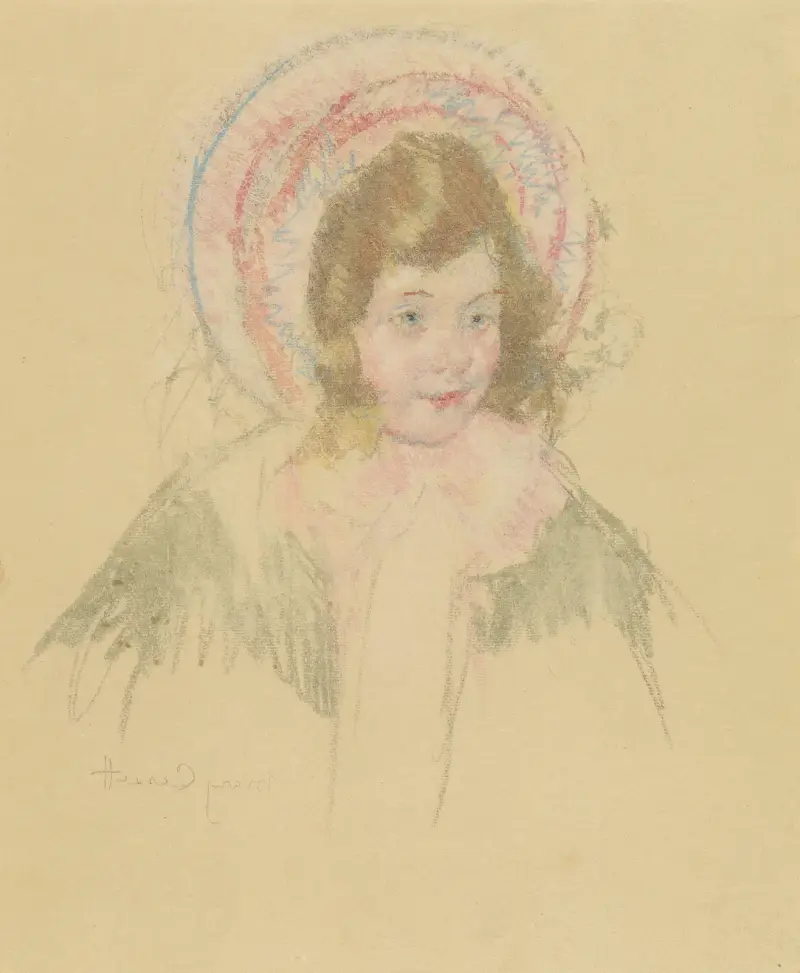 Sara med bahytt och kappa av Mary Cassatt