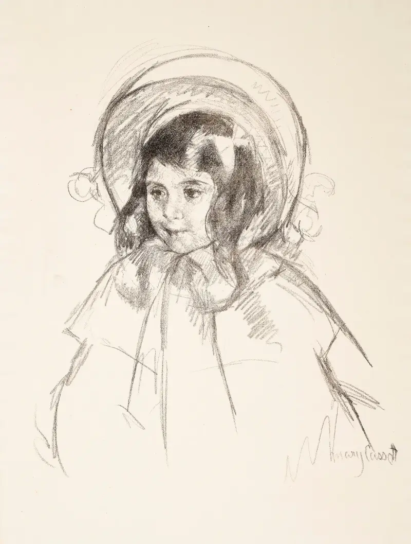 Sara med bahytt och kappa av Mary Cassatt