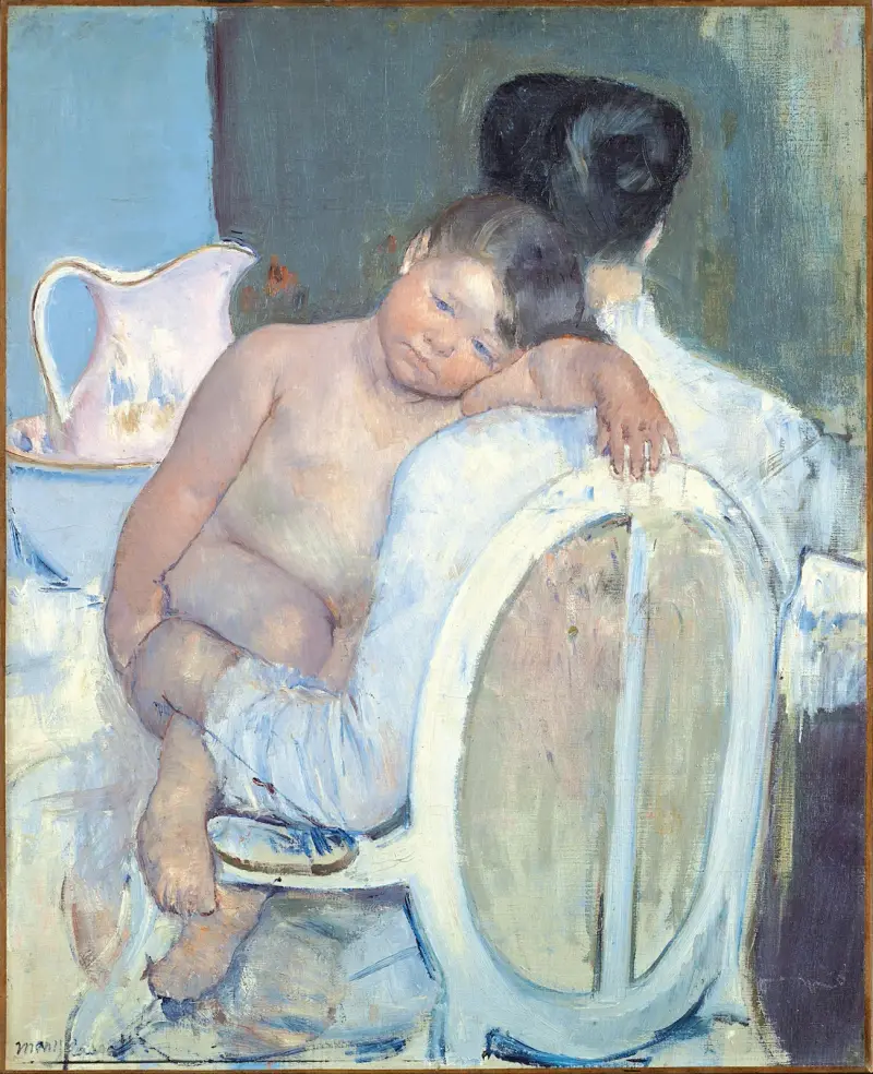Sittande kvinna med barn i famnen av Mary Cassatt