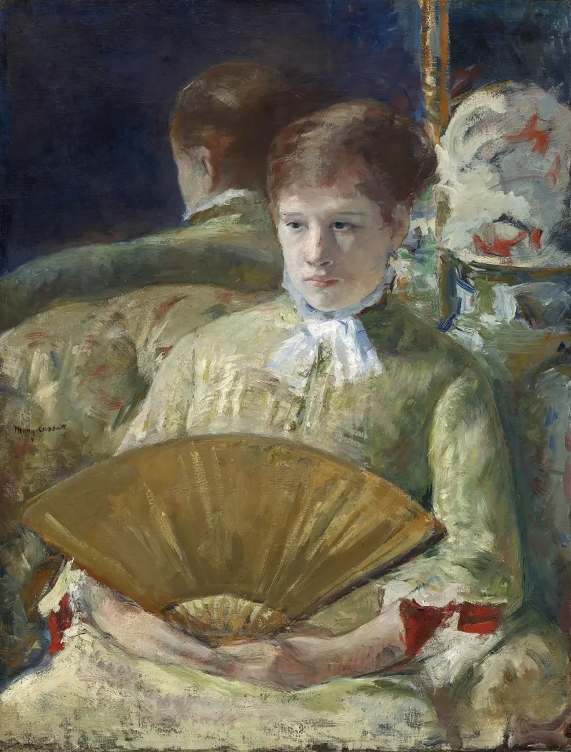 Kvinna med solfjäder av Mary Cassatt