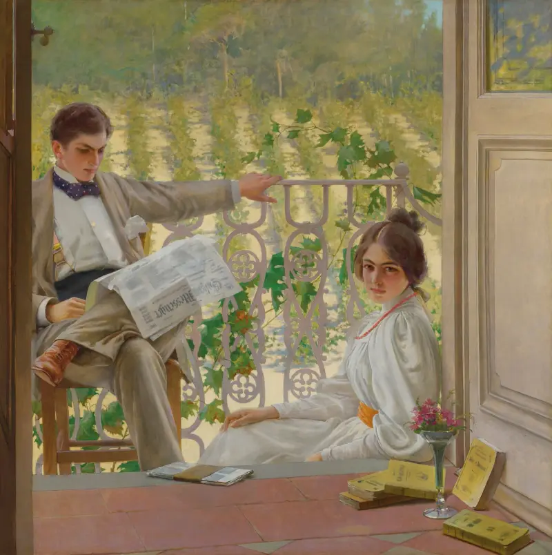 An Afternoon on the Porch av Vittorio Matteo Corcos
