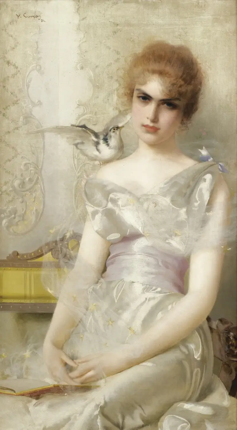 Porträtt av ung kvinna av Vittorio Matteo Corcos
