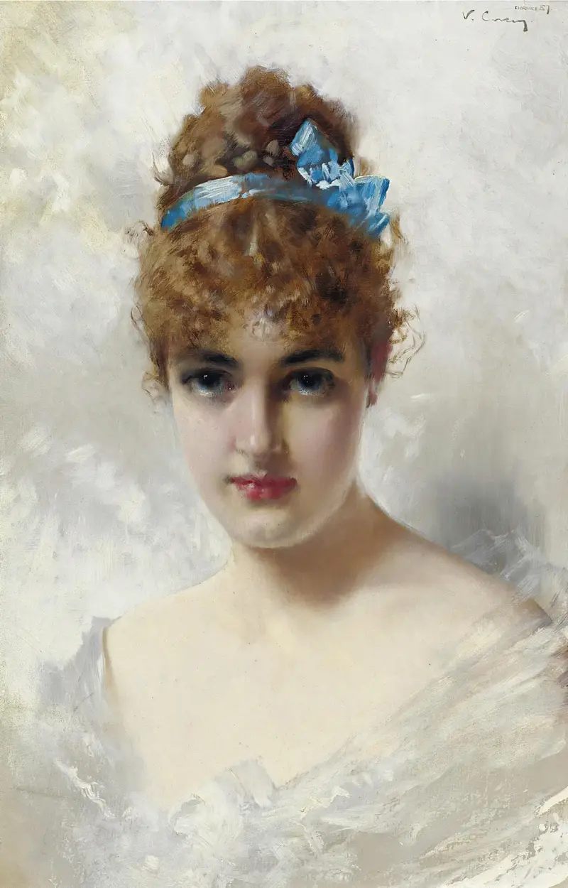 Portrait Of A Young Woman In White av Vittorio Matteo Corcos