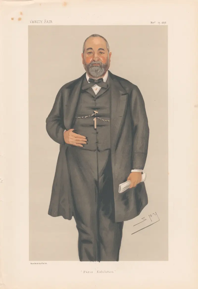 Konstnär. 'Parisutställningen'. Sir Francis Philip Cunliffe Owen. 23 november 1878 av Leslie Matthew Ward
