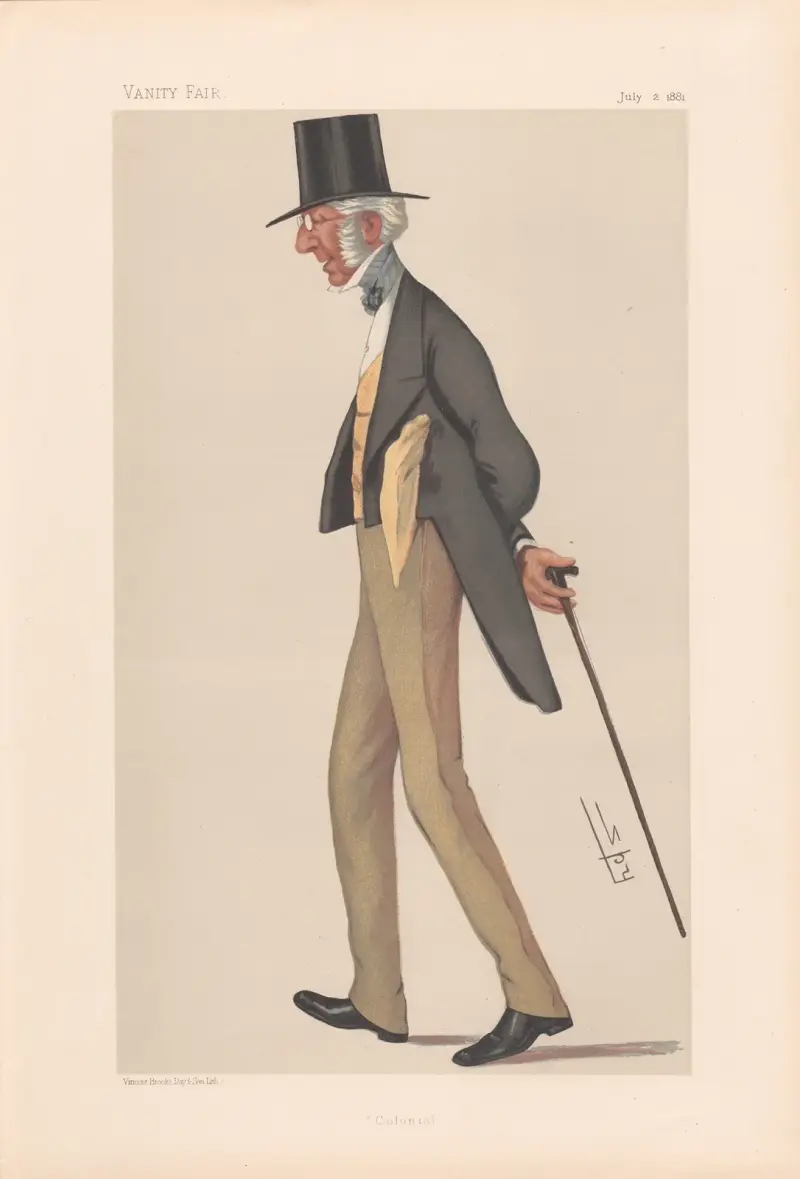 Bankirer och finansmän. 'Kolonial'. Mr. Charles Cox. 2 juli 1881 av Leslie Matthew Ward