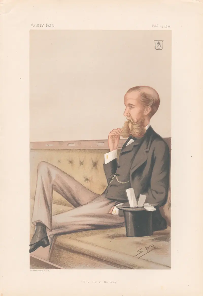 Bankirer och finansmän. 'Bankfridagen'. Sir John Lubbock. 23 februari 1878 av Leslie Matthew Ward