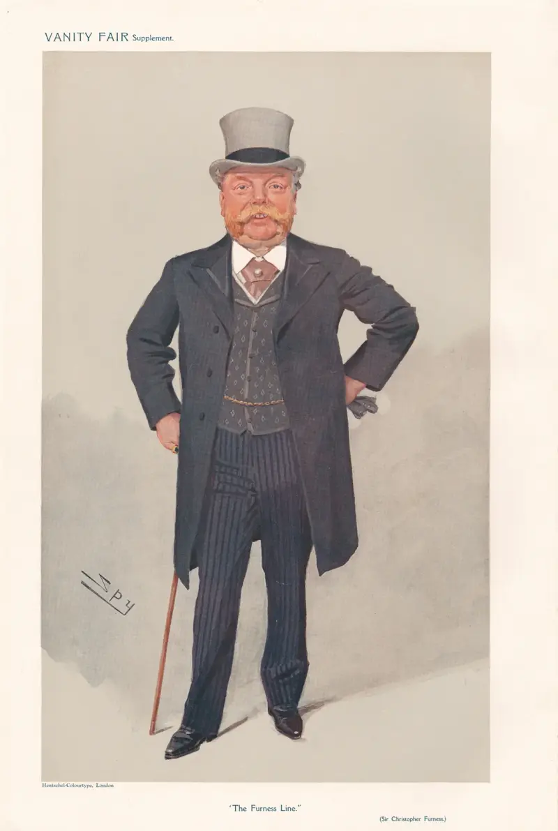Affärsmän och imperiebyggare. 'Ugnslinjen'. Sir Christopher Furness. 21 oktober 1908 av Leslie Matthew Ward