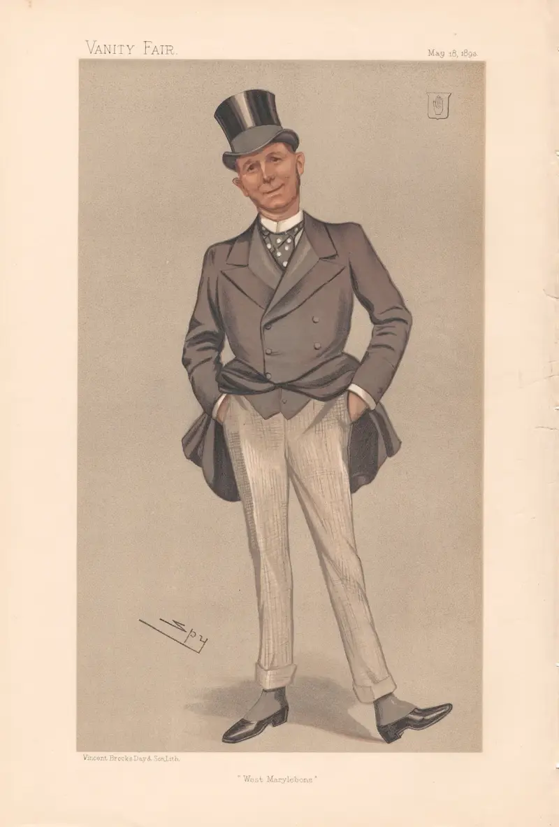 Affärsmän och imperiebyggare. 'West Marylebone'. Sir Frederick Seager Hunt, bart, 18 maj 1893 av Leslie Matthew Ward