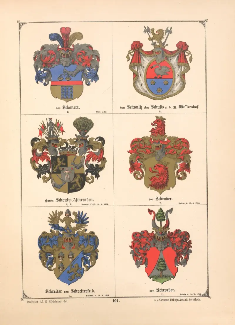 Baltiskt vapenregister, plansch 91 av Adolf Matthias Hildebrandt