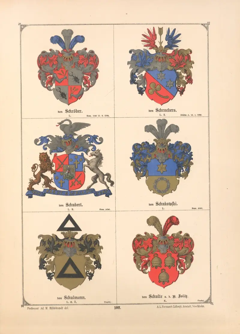Baltiskt vapenregister, plansch 92 av Adolf Matthias Hildebrandt